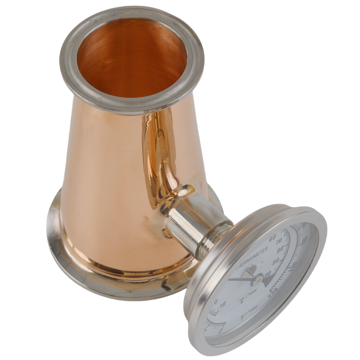 Copper Tri Clamp Conical Reducer with Thermometer